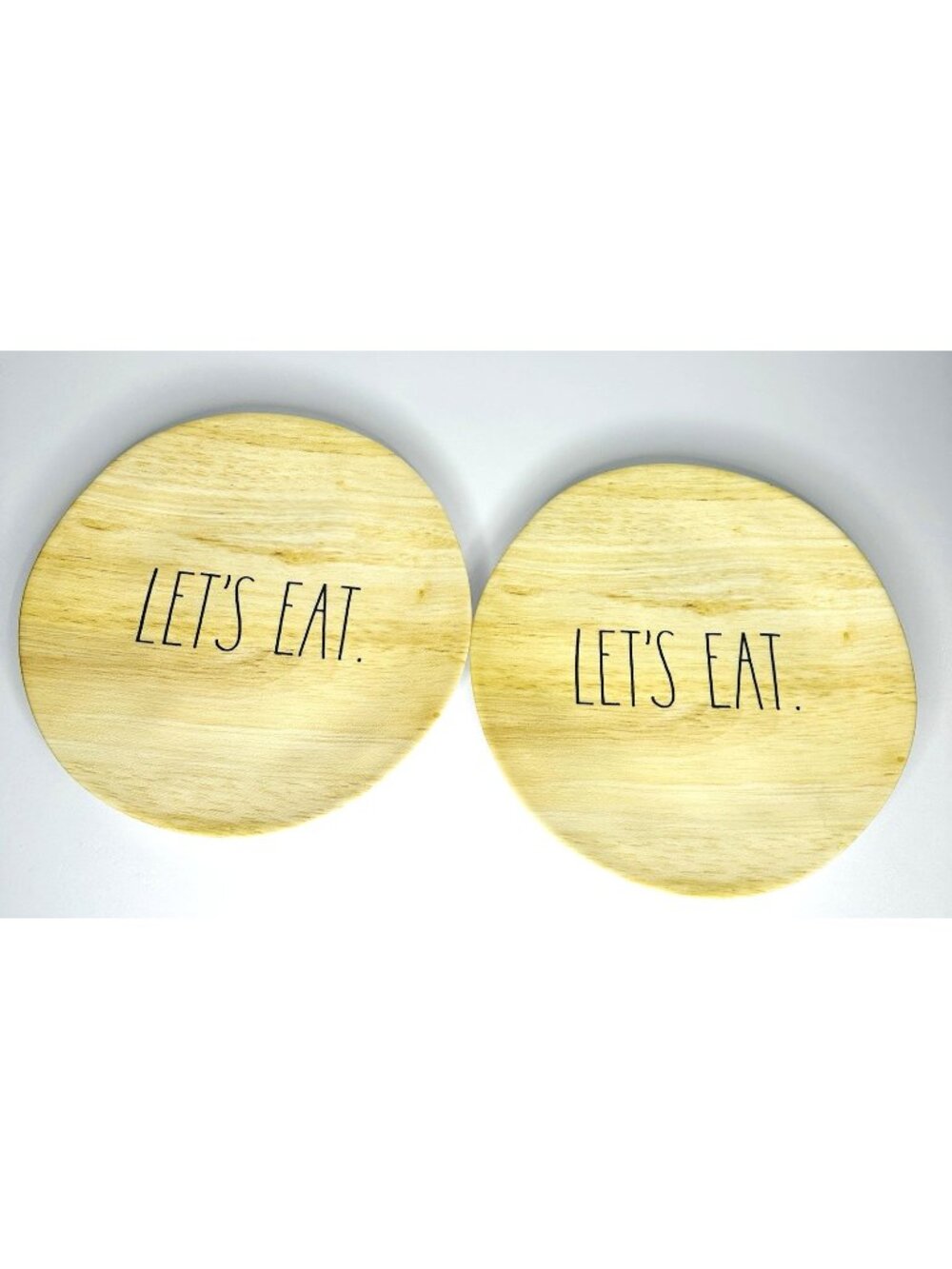 Rae Dunn Let’s Eat Dinner Plate Melamine 10” Rustic Roundish Faux Wood Grain